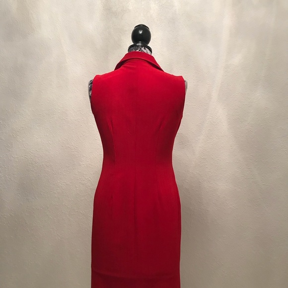 BETINA SPITZ Classic Zip up Red Dress WITH Pearls - Picture 3 of 5
